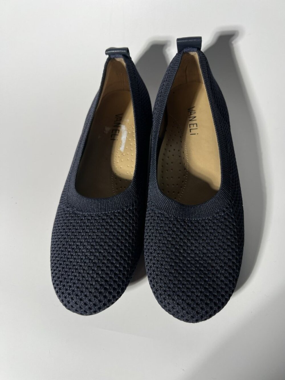 VANELi Suvi Women’s Ballet Flats Size 8 Wide Navy Blue Stretch Knit Shoes